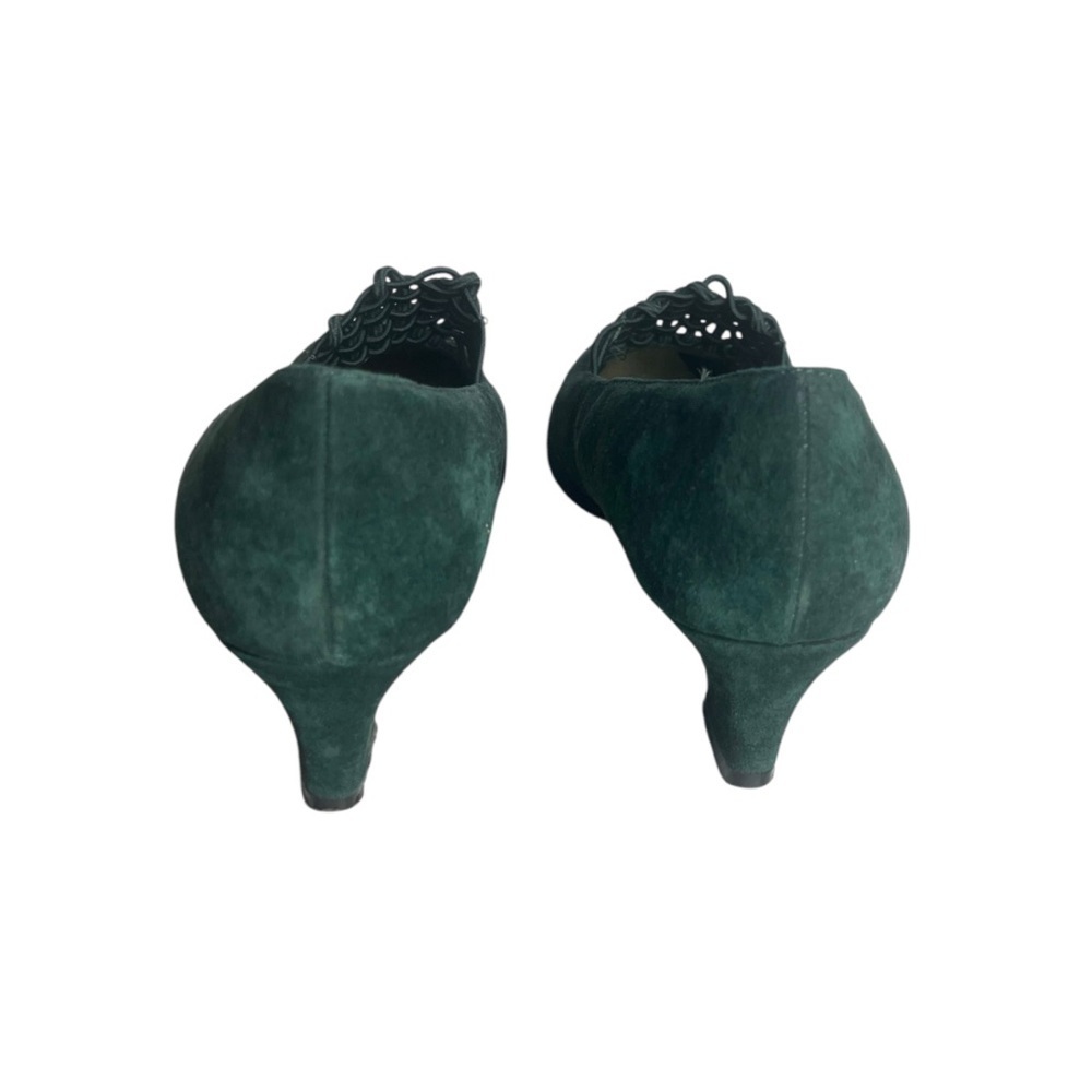 Vintage Mootsies Tootsies Emerald Green Suede Loafers | low heel pumps - Picture 6 of 7